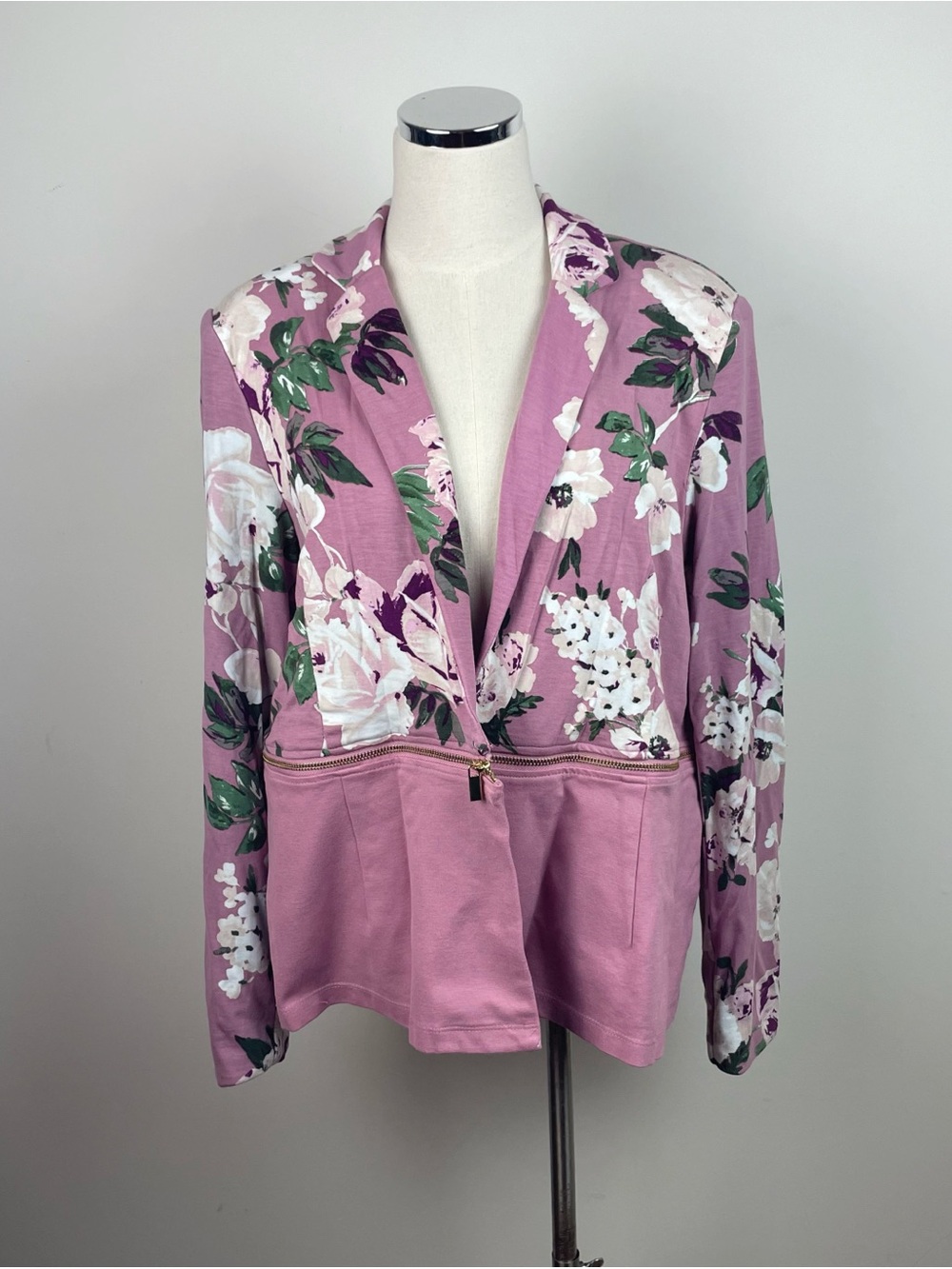 Iman Pink Green White Floral Jacket Women Large